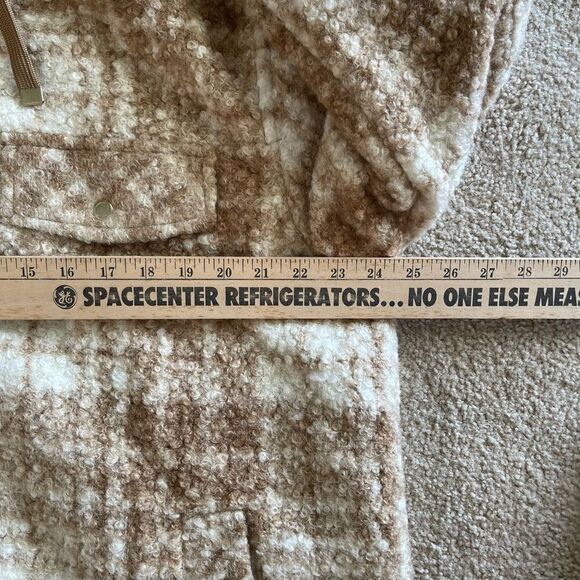 POLY BOUCLE ZIP SHACKET XXL tan plaid NWOT - Picture 8 of 16